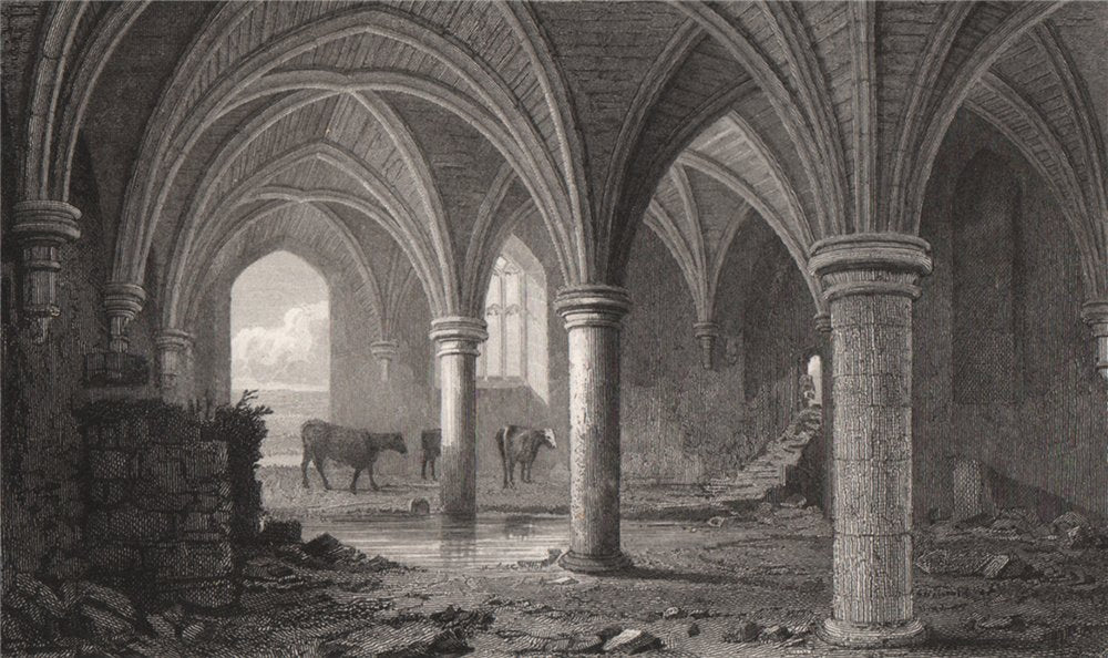 The Crypt, Neath Abbey, Glamorganshire, Wales, by Henry Gastineau 1835 print